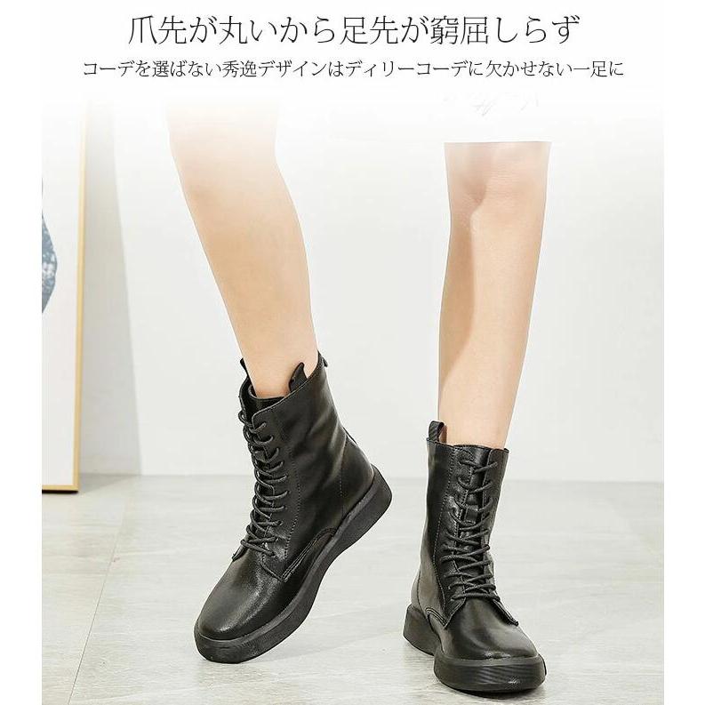 レディース ショートブーツ 本革 ブーツ 牛革 袴 ミドルブーツ