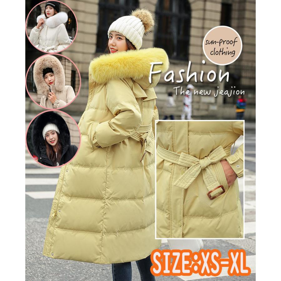 ダウンコート コート レディース ロングファー付き 帽子付き ポケット