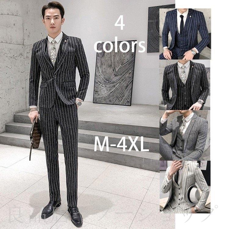 人気特価激安 春夏３ピーススーツ メンズ スーツセット １つボタン 3点スーツ ビジネス フォーマル リクルートスーツ 結婚式 ストライプ スリム 長袖 細身 激安 新しいコレクション Clearchannel Com Br