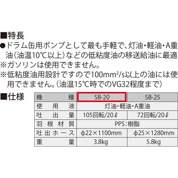 即日出荷 工進 手動ドラムポンプ SB-20｜sekichu｜02