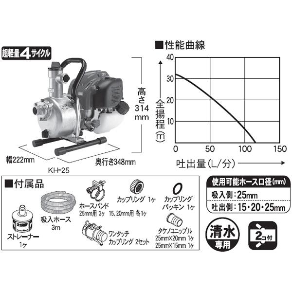 工進（KOSHIN） 即日出荷 エンジンポンプ KH-25 4サイクルエンジン