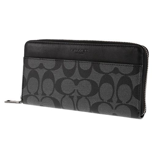 COACH コーチ アウトレット 長財布 メンズ チャコール ブラック COACH コーチ アウトレット 長財布 メンズ チャコール ブラック