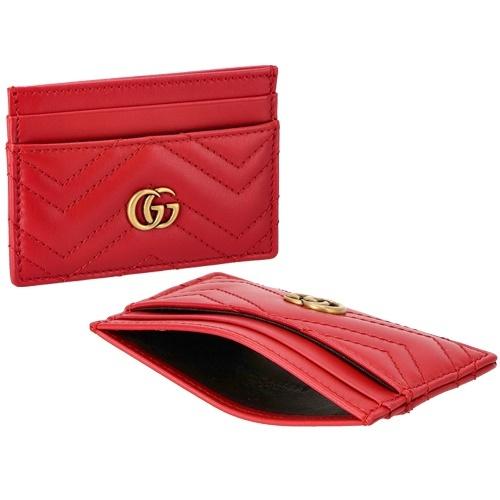 GUCCI グッチ カードケース レディース GGマーモント レッド
