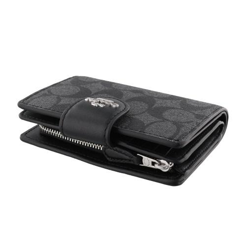 COACH 二つ折り財布 ブラック レザー小銭入れ付き・新品・未使用品 コーチ COACH コーチ COACH 二つ折り財布 （ブラック