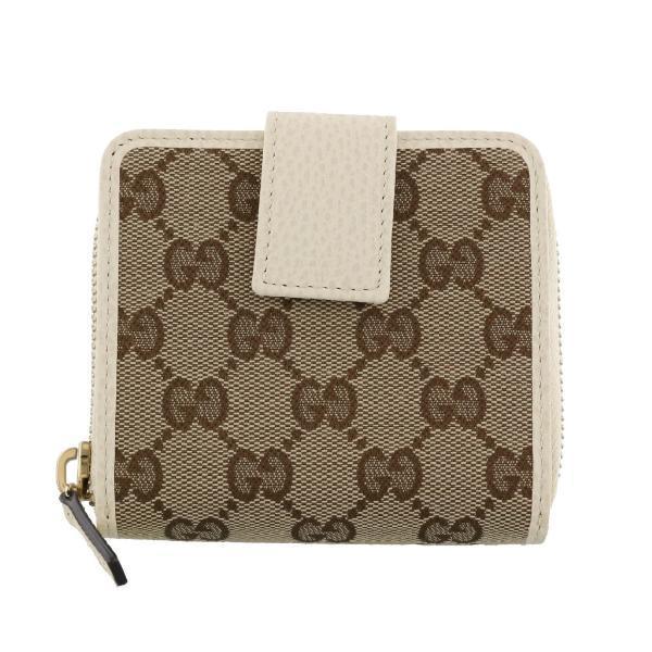 Gucci グッチ 二つ折り財布 二つ折り財布 レディース Ky9lg ベージュ ホワイト 財布 帽子 ファッション小物
