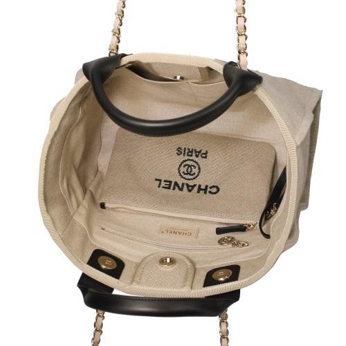 CHANEL シャネル トートバッグ レディース ベージュ ブラック CHANEL シャネル トートバッグ レディース ベージュ ブラック