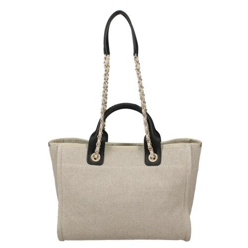CHANEL シャネル トートバッグ レディース ベージュ ブラック CHANEL シャネル トートバッグ レディース ベージュ ブラック