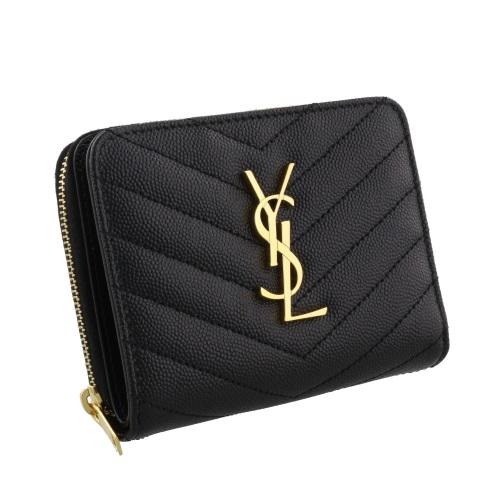 Yves Saint Laurent サンローラン 二つ折り財布 レディース ブラック 