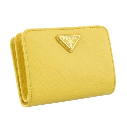 PRADA プラダ 二つ折り財布 レディース サフィアーノ イエロー PRADA プラダ 二つ折り財布 レディース サフィアーノ イエロー