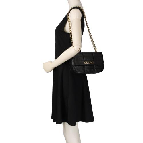 セリーヌ  111273EPZ.38NO チェーンストラップロゴレザーショルダーバッグ レディース CELINE（セリーヌ） ショルダーバッグ レディース ブラック 111273EPZ