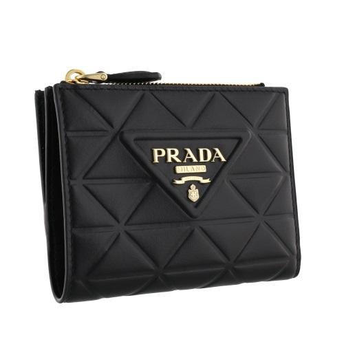早い者勝ち人気　PRADA プラダ　二つ折り　即完売　シリアル　男女兼用　黒 PRADA プラダ 二つ折り財布 レディース 1ML018 QWA F0002