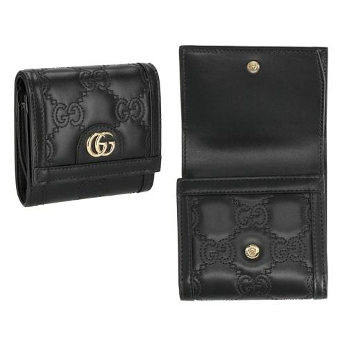 GUCCI グッチ 二つ折り財布 レディース GGマトラッセ ブラック GUCCI グッチ 二つ折り財布 レディース GGマトラッセ ブラック