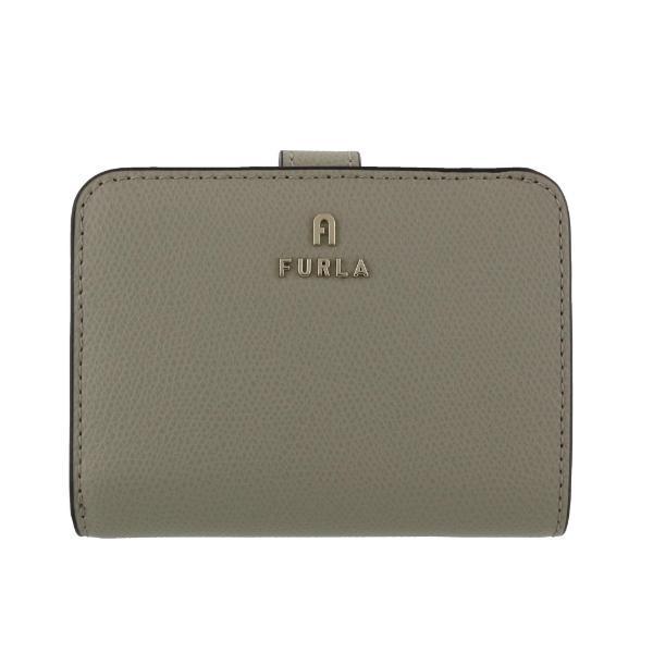 美品　フルラ 二つ折り 財布 カメリア S グレー×ライトグレー FURLA（フルラ） 二つ折り財布 折財布 レディース カメリア S グレー