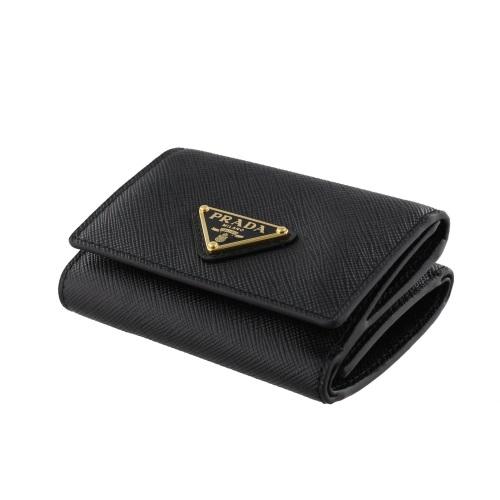 PRADA プラダ 三つ折り財布 レディース ブラック 1MH042 QHH PRADA プラダ 三つ折り財布 レディース ブラック 1MH042 QHH