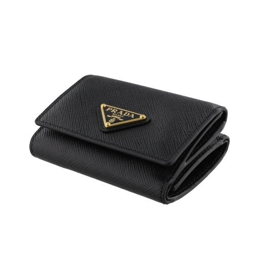 PRADA プラダ 三つ折り財布 レディース ブラック 1MH042 QHH F0002 NERO トライアングルロゴ｜sekido｜06