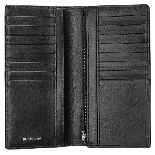 BURBERRY バーバリー 長財布 メンズ ネイビー チェック＆レザー