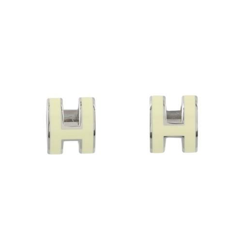 HERMES ホワイト Hロゴピアス HERMES（エルメス） ピアス レディース POP H ホワイト HERMES JAUNE
