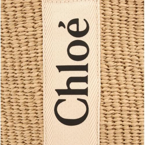 クロエ トートバッグ レディース ウッディ WOODY LARGE BASKET ベージュ CHLOE CHC22SS380 G55 101 WHITEの画像