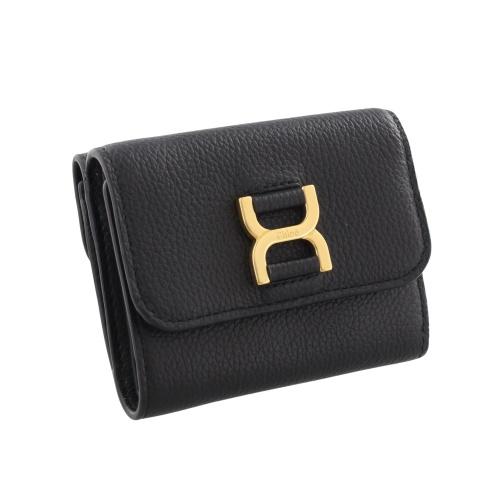 未使用品☆Chloe クロエ CHC23AP099 マーシー レザー スモール トリフォードウォレット 三つ折り財布 ブラック 箱・保存袋付き レディース Chloe - 未使用品☆Chloe クロエ CHC23AP099 マーシー レザー スモール