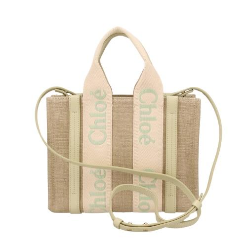 クロエ トートバッグ レディース ウッディ WOODY SMALL TOTE&S ブラウン CHLOE CHC23AS397 L17 38A LIGHT EUCALYPTUSの画像