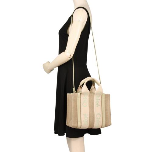 クロエ トートバッグ レディース ウッディ WOODY SMALL TOTE&S ブラウン CHLOE CHC23AS397 L17 38A LIGHT EUCALYPTUSの画像
