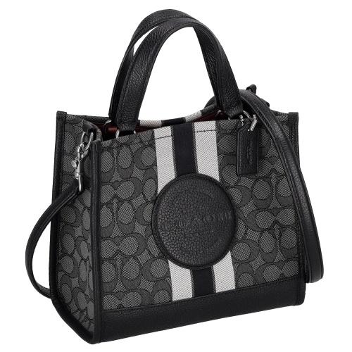 COACH ブラック ハンドバッグ パッチ付き コーチ アウトレット ショルダーバッグ レディース シグネチャー