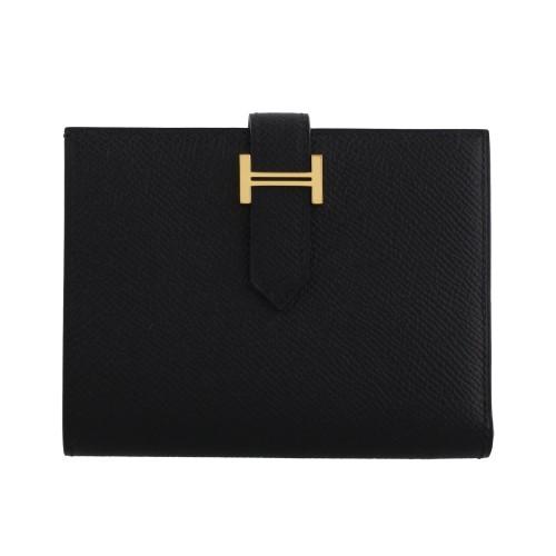HERMES（エルメス） ベアンコンパクト ブラック エプソン ゴールド金具