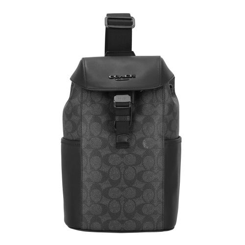 COACH リュック バックパック ブラック/グレー キャンバス/レザー コーチ アウトレット ボディバッグ メンズ レーサー パック