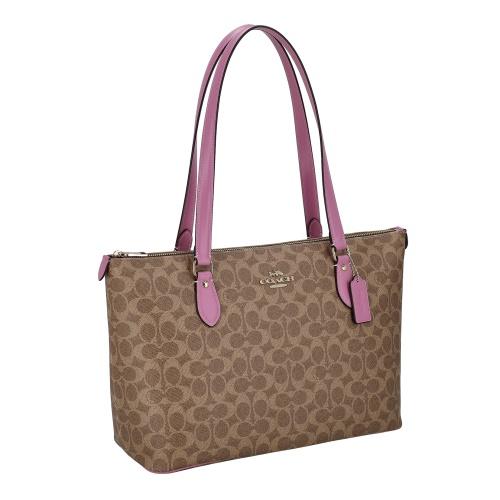 COACH トートバッグ　ギャラリートート　シグネチャー　ブラウン コーチ アウトレット トートバッグ レディース ギャラリー トート