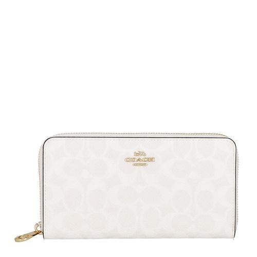 新品 コーチ COACH 長財布(ラウンドファスナー) ロング ジップ アラウンド ウォレット ホワイト 白 COACH（コーチ） 長財布 レディース ストラップ付き COACH Wallet