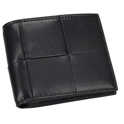 ボッテガヴェネタ 二つ折り財布 メンズ マキシイントレチャート MAXI INTRECCIATO ブラック BOTTEGA VENETA 649603 V47V1 8803の画像