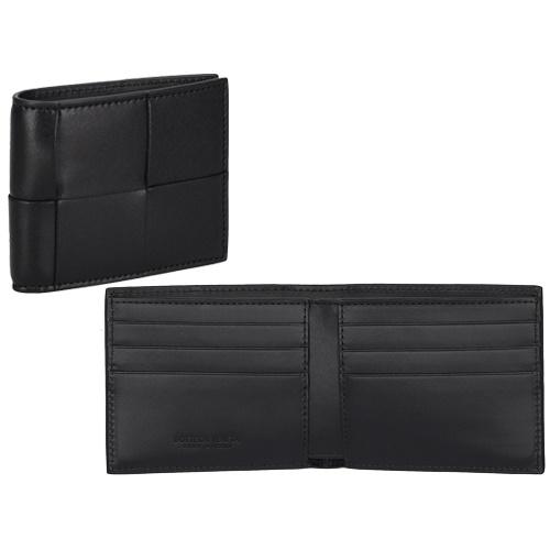 ボッテガヴェネタ 二つ折り財布 メンズ マキシイントレチャート MAXI INTRECCIATO ブラック BOTTEGA VENETA 649603 V47V1 8803の画像