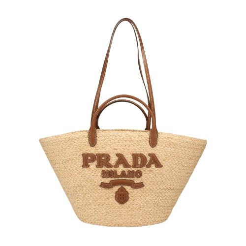 PRADA プラダ ショルダーバッグ トートバッグ プラダ ショルダーバッグ レディース RAFIA+VITELLO ベージュ PRADA