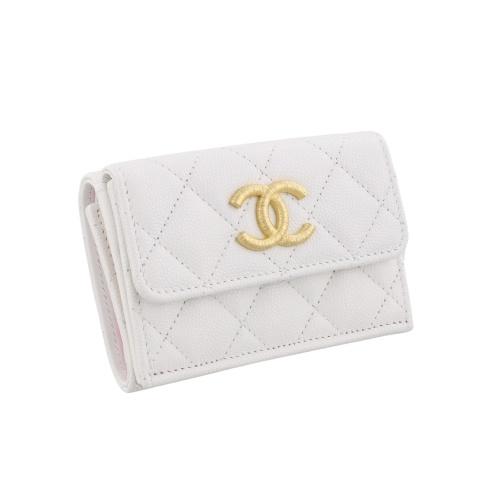 CHANEL シャネル 三つ折り財布 レディース ココマーク ホワイト AP3518 