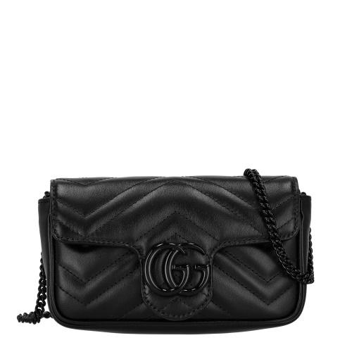 グッチ GUCCI GGマーモント スーパーミニバッグ ショルダーバッグ バッグ レザー レディース ブラック系 476433DTDCT1000 【新品】 GUCCI（グッチ） ショルダーバッグ レディース GGマーモント スーパー