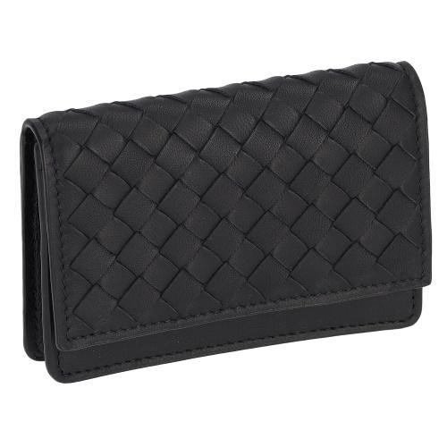 [美品]ボッテガヴェネタ　名刺入れ　黒　イントレチャート ボッテガヴェネタ BOTTEGA VENETA カードケース 名刺入れ