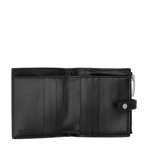 ボッテガヴェネタ 二つ折り財布 レディース イントレチャート ブラック BOTTEGA VENETA 600270 V3UH2 8803の画像