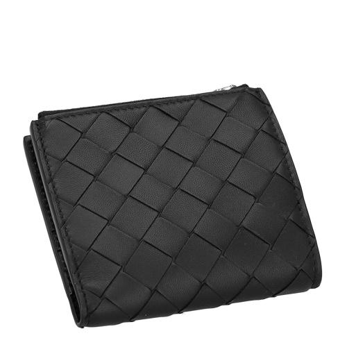 ボッテガヴェネタ 二つ折り財布 レディース イントレチャート ブラック BOTTEGA VENETA 600270 V3UH2 8803の画像