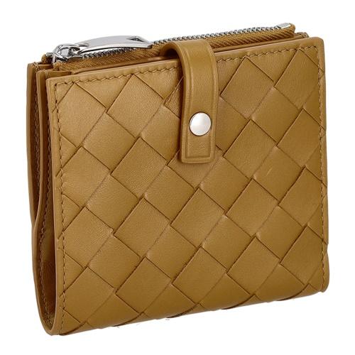 ボッテガヴェネタ 二つ折り財布 レディース イントレチャート ブラウン BOTTEGA VENETA 600270 V48A1 2596の画像