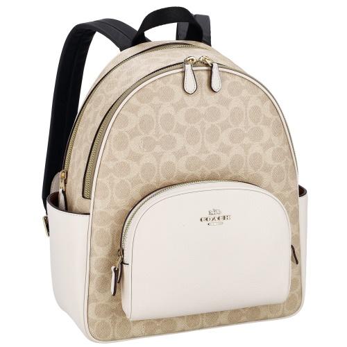 極美品✨COACH コーチ リュック バックパック 白 シグネチャー 大容量 コーチ アウトレット バックパック レディース シグネチャー コート