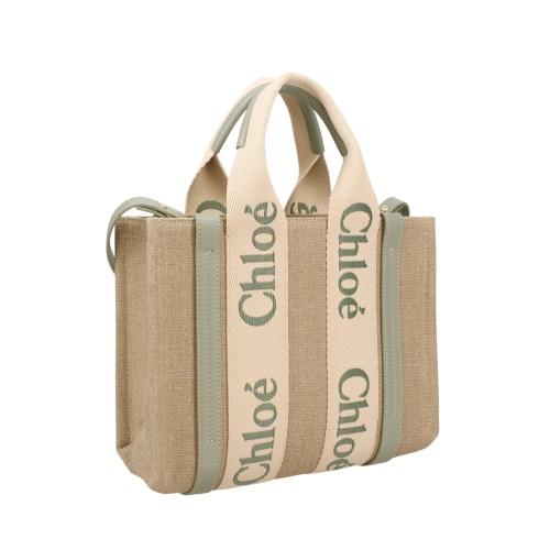 クロエ ハンドバッグ レディース ウッディ WOODY SMALL TOTE&S グリーン CHLOE CHC23AS397 L17 38T BLUISH GREENの画像