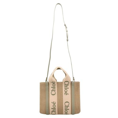 クロエ ハンドバッグ レディース ウッディ WOODY SMALL TOTE&S グリーン CHLOE CHC23AS397 L17 38T BLUISH GREENの画像