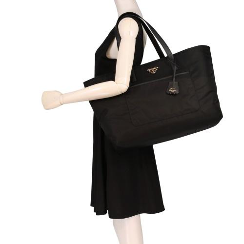 PRADA（プラダ） トートバッグ レディース TESSUTO+SAFFIANO ブラック