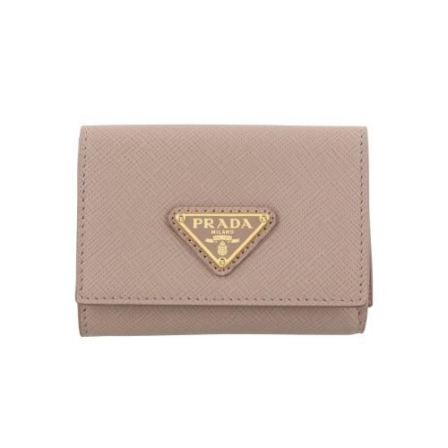 PRADA 三つ折り財布 ベージュ 箱付き PRADA（プラダ） 三つ折り財布 レディース SAFFIANO TRIANGOLO