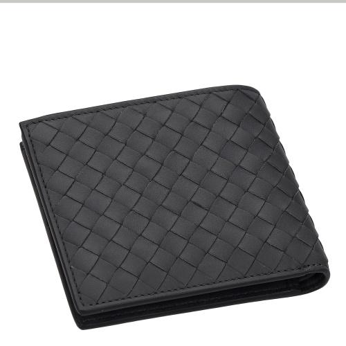 ボッテガ・ヴェネタ 二つ折り財布 メンズ ブランド BOTTEGA VENETA イントレチャート レザー 113993 V47W1 1000 ブラック BOTTEGA VENETA（ボッテガ・ヴェネタ） 二つ折り財布 メンズ イントレ