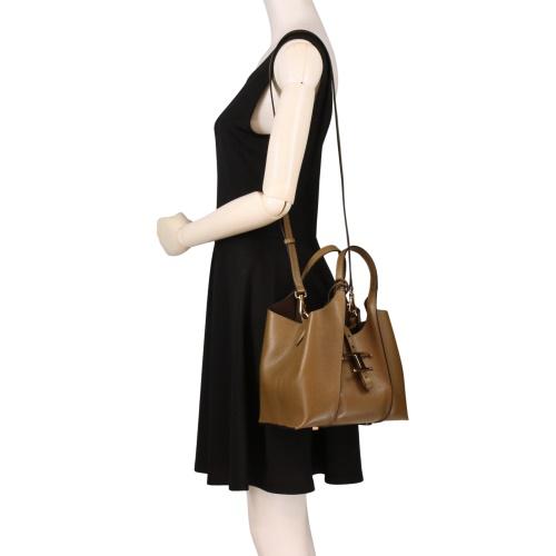 トッズ ハンドバッグ レディース Tタイムレス T TIMELESS ブラウン TOD’S XBWTSBA9100XSO S411 KHAKI BROWN_4