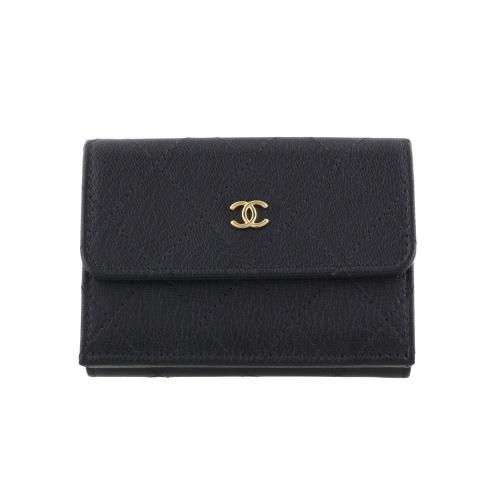 シャネル　2019AW 確実正規品 ラムスキン 黒　ミニ財布 三つ折り財布 CHANEL（シャネル） ミニ財布 3つ折り財布 スモールフラップウォレット