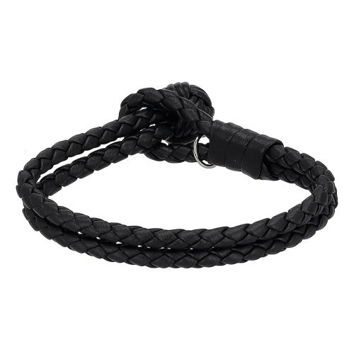 美品 ボッテガヴェネタ イントレチャート ブレスレット レザー 黒 ユニセックス BOTTEGA VENETA（ボッテガ・ヴェネタ） ブレスレット メンズ