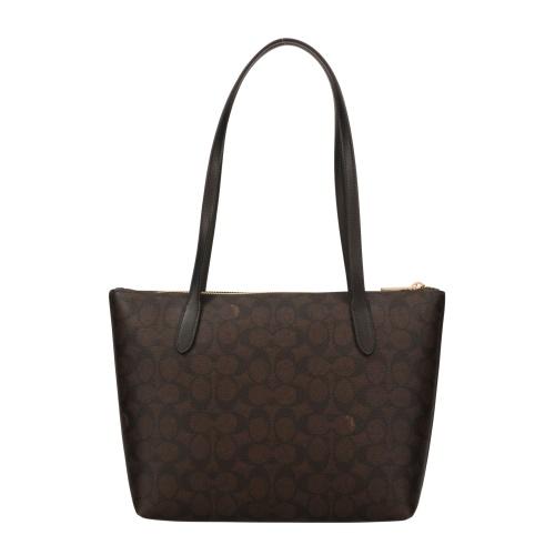 夏崩レ、片想イ。  COACHジッパー付ブラウンレザートートバッグ コーチ トートバッグ レディース ブランド COACH Cambodi CY666 IMV2R