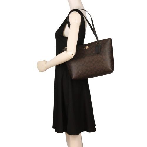 夏崩レ、片想イ。  COACHジッパー付ブラウンレザートートバッグ コーチ COACH バッグ （ブラウン） - ファッション通販 MAGASEEK